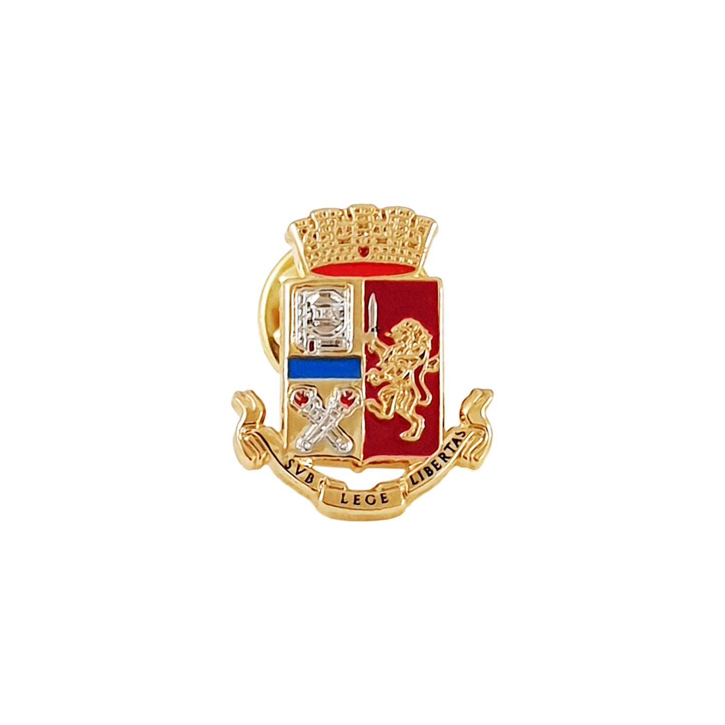 DISTINTIVO DA GIACCA IN METALLO DORATO E SMALTATO CON STEMMA ARALDICO POLIZIA DI STATO