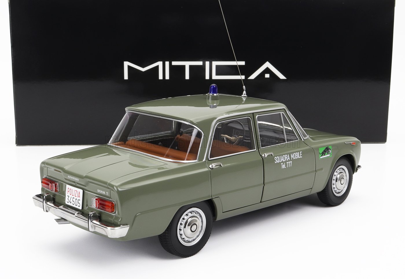 1/18 - ALFA ROMEO - GIULIA 1.6 Ti POLIZIA MILANO 1963 - SQUADRA MOBILE TEL. 777 - VERDE LUCIDO - GREEN