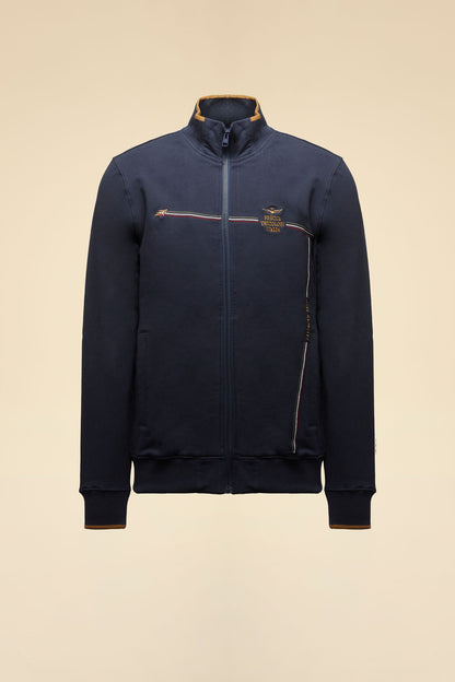 262FE2142UF00662 Felpa full-zip con ricamo tricolore