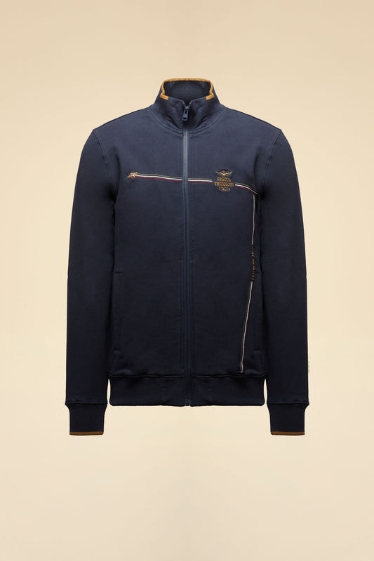 262FE2142UF00662 Felpa full-zip con ricamo tricolore
