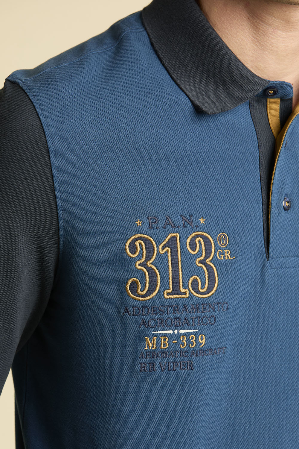 252PO1890UP00400  Polo Frecce Tricolori ricamata in piqué