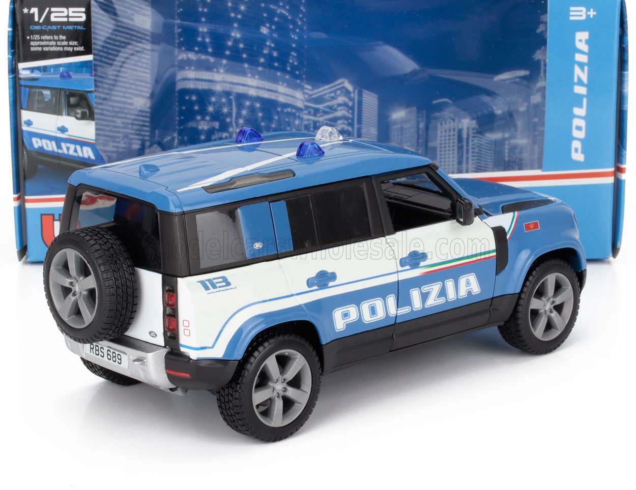 BURAGO - 1/25 - LAND ROVER - NEW DEFENDER 110 POLIZIA 2020 - LIGHT BLUE