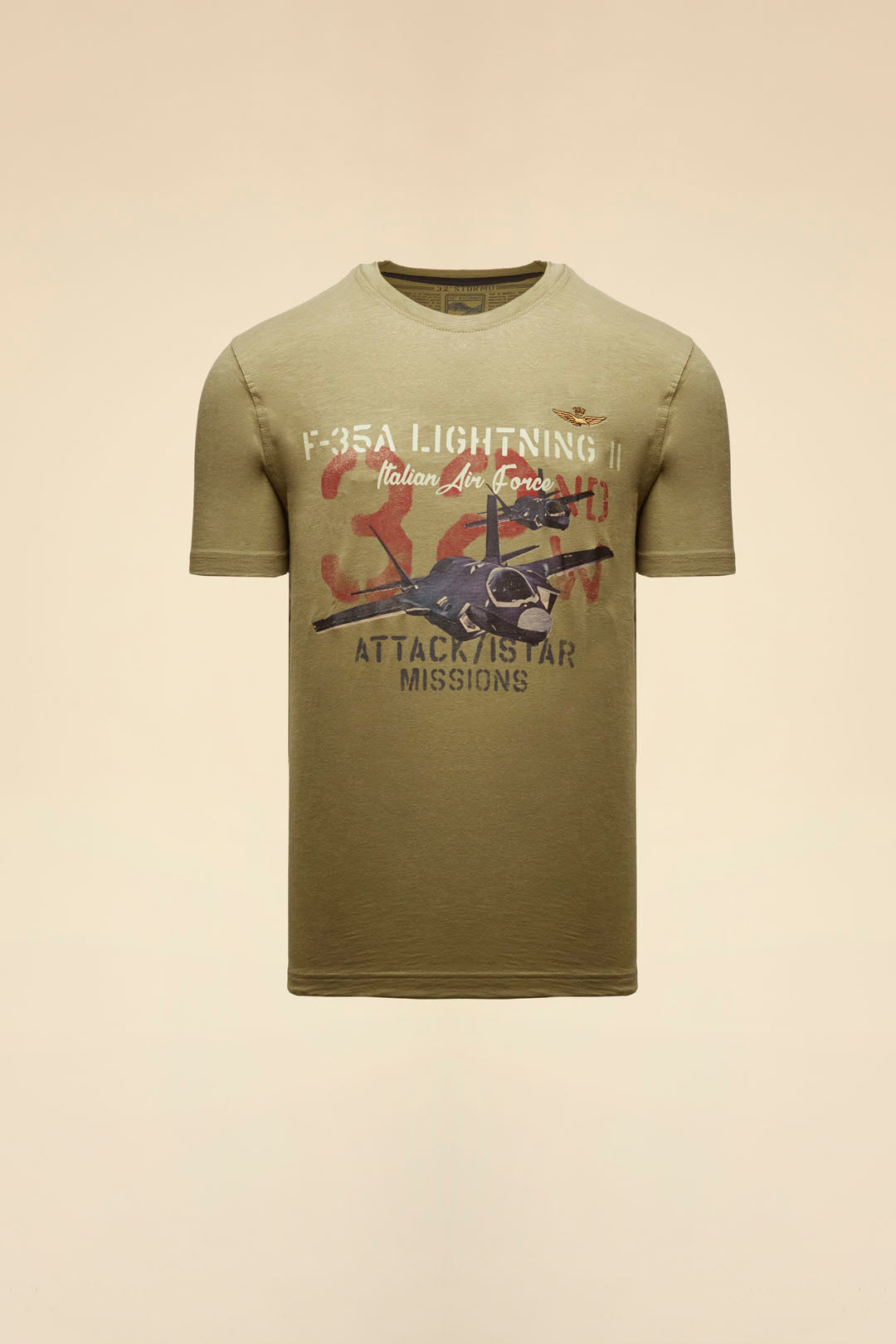 252TS2472UJ00708  T-shirt in cotone fiammato stampa F-35