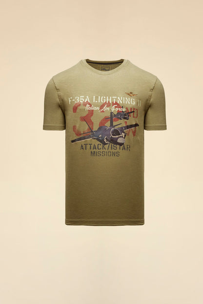 252TS2472UJ00708  T-shirt in cotone fiammato stampa F-35