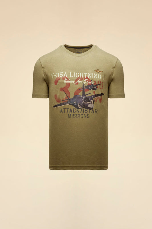 252TS2472UJ00708  T-shirt in cotone fiammato stampa F-35