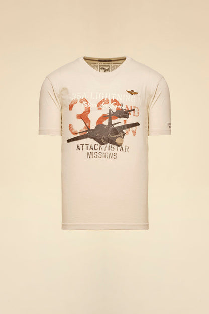 252TS2472UJ00708  T-shirt in cotone fiammato stampa F-35