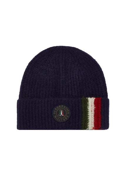 232CU049L451 Berretto a coste con patch tricolore