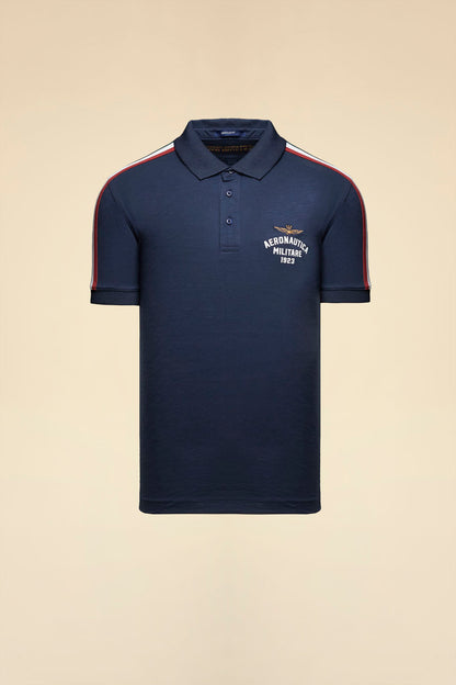 261PO1926UJ00723 Polo in cotone fiammato con tricolore