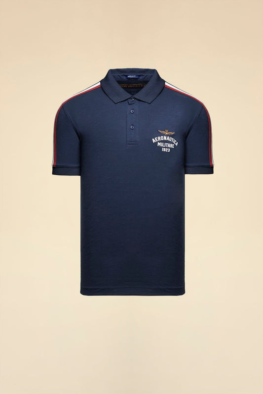 261PO1926UJ00723 Polo in cotone fiammato con tricolore